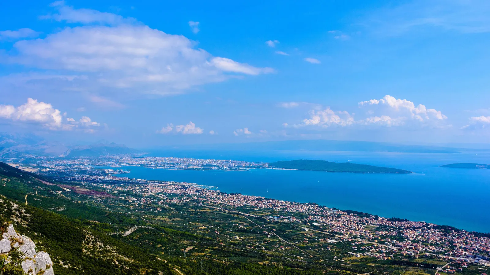 View over Kaštela bay toward Split and the Adriatic